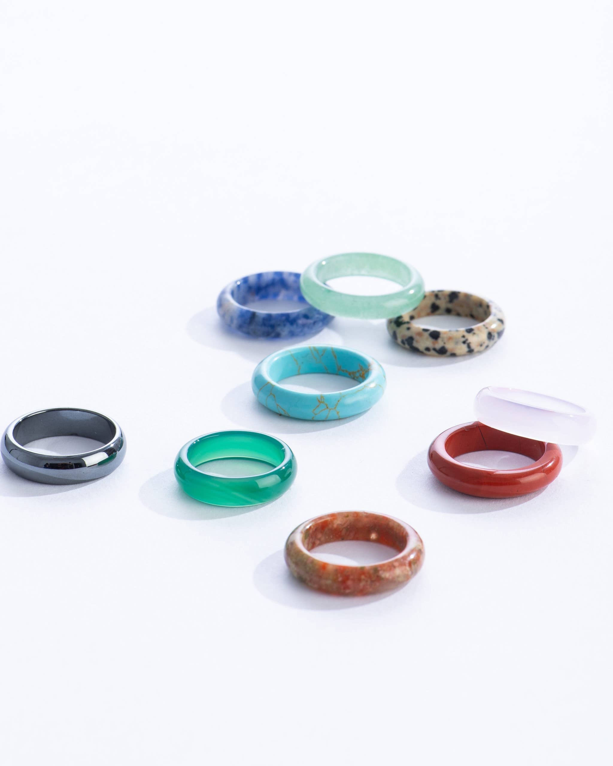 Set of colorful rings on a white background