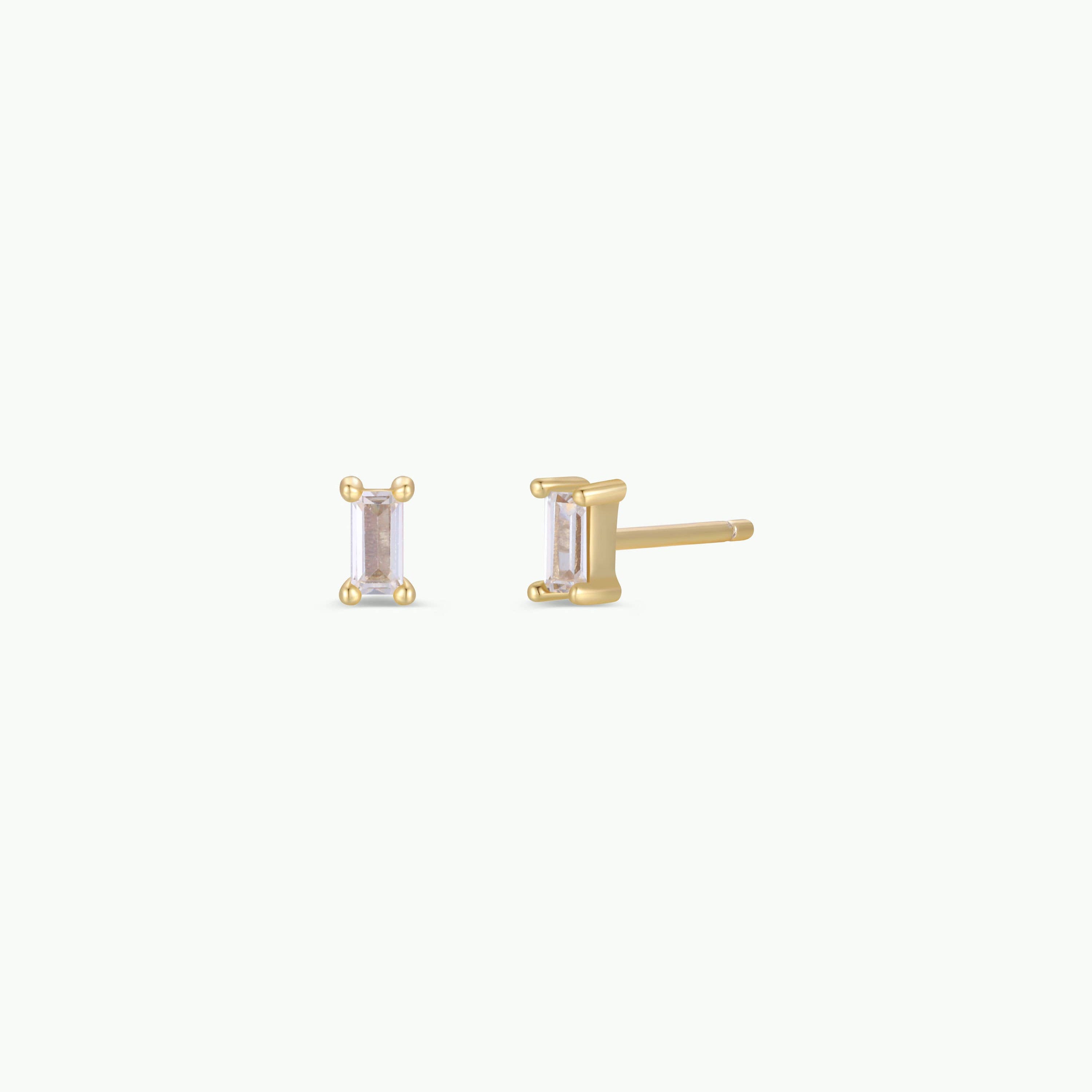 Baguette Gold Stud Earrings