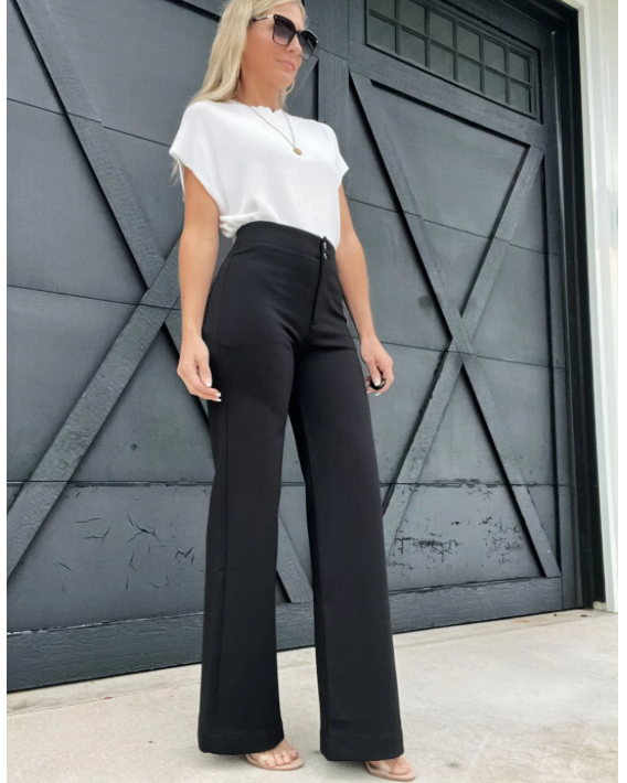 comfort and style with Letter to Juliet's Black Double Button Pants.