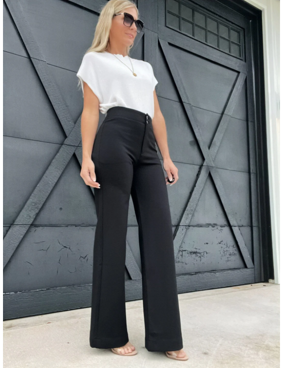 comfort and style with Letter to Juliet's Black Double Button Pants.