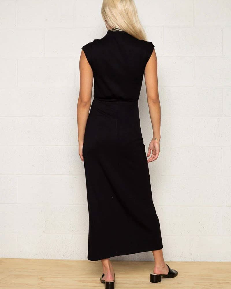 Marilyn mock neck maxi dress in black, elegant evening wear