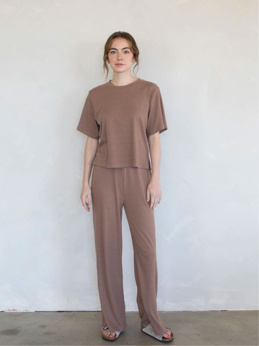 Comfortable textured knit pants made with high-quality, soft fabric.