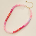 Red and pink beaded necklace with gold clasp