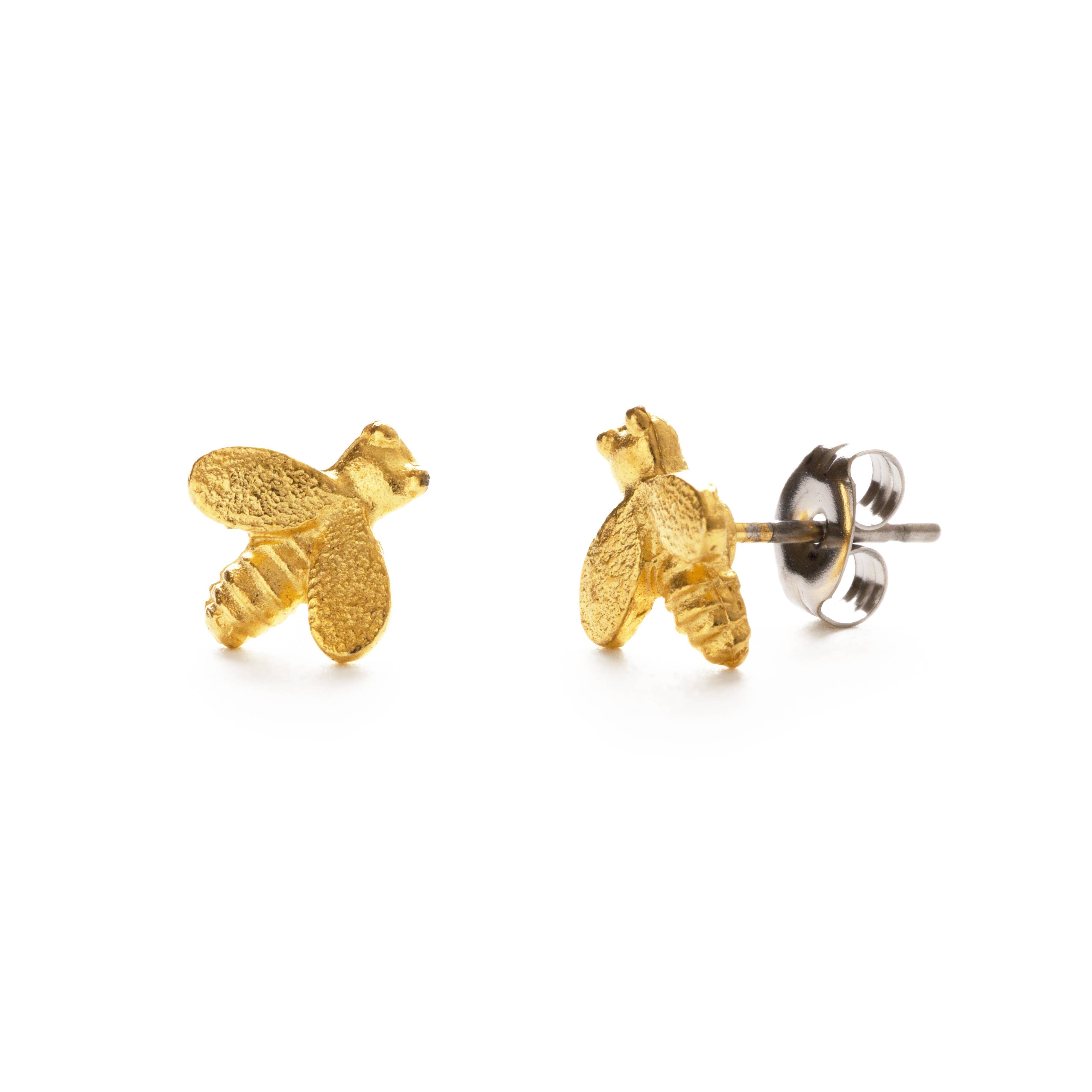 amano studios vintage style honey bee gold stud earrings 