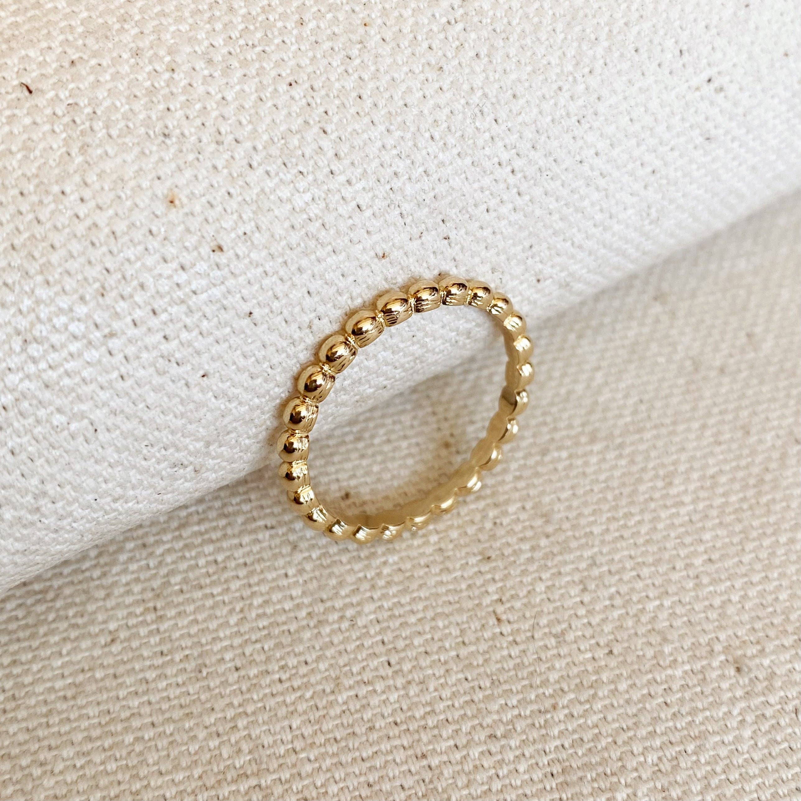 Gold Filled Beaded Band Ring - 18k Fill - FORM + CONTENT