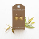 gold palm fan drop earrings