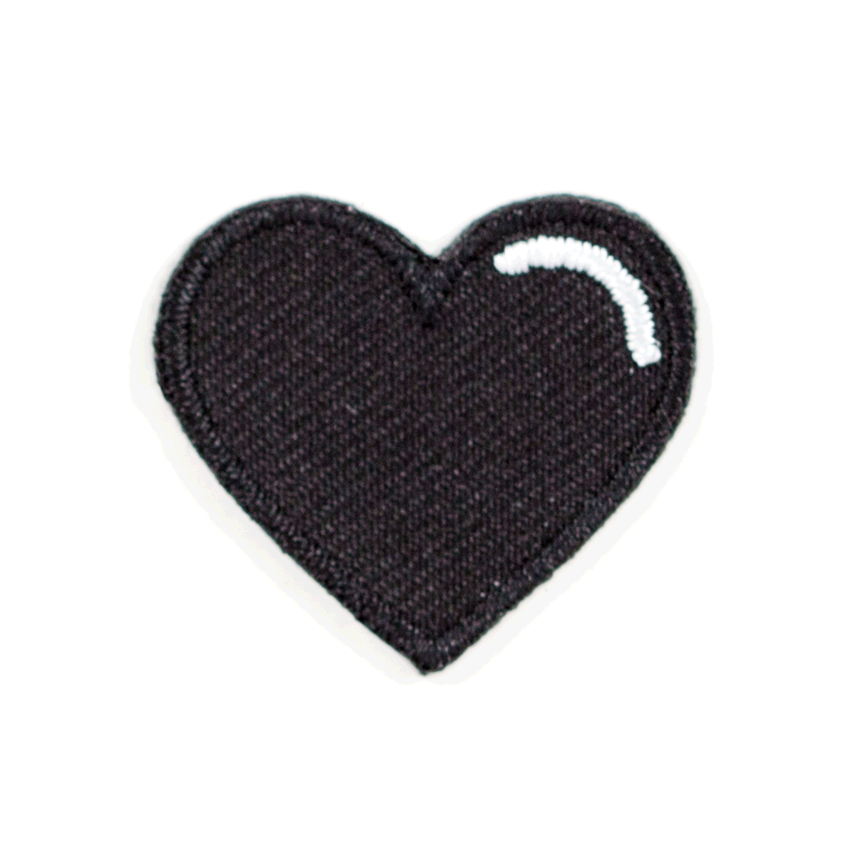 Black heart-shaped patch on a white background