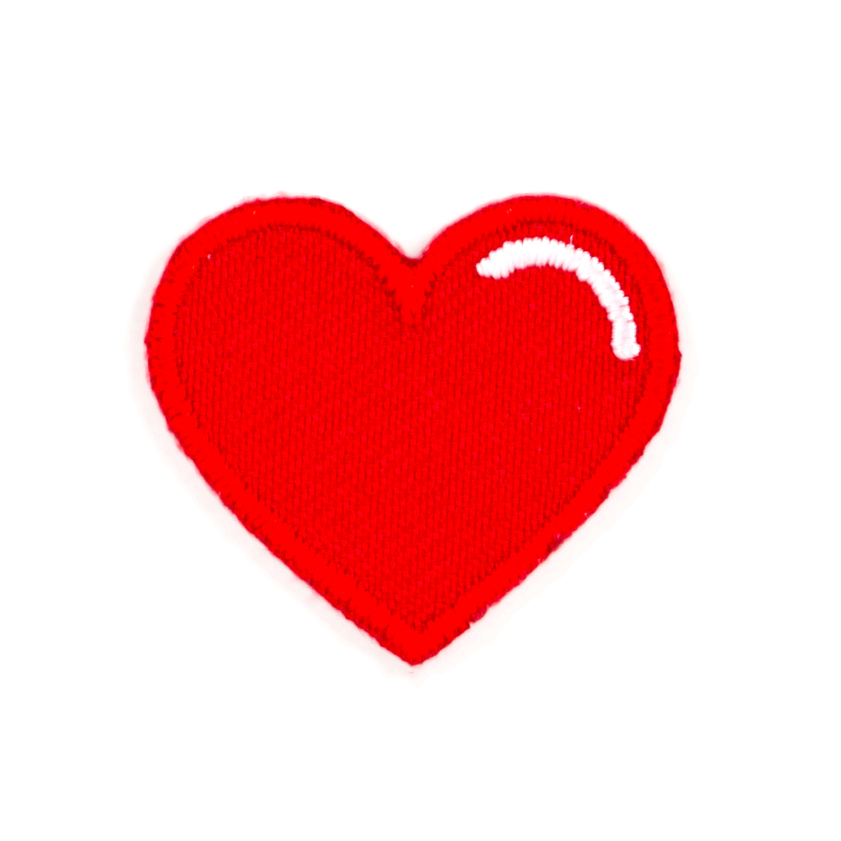 Red heart-shaped patch on a white background