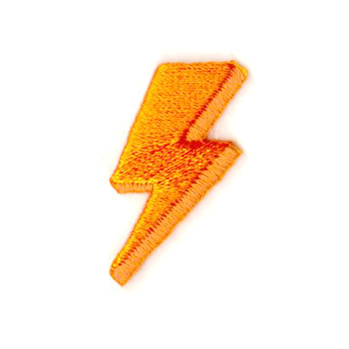 Orange lightning bolt-shaped object on a white background
