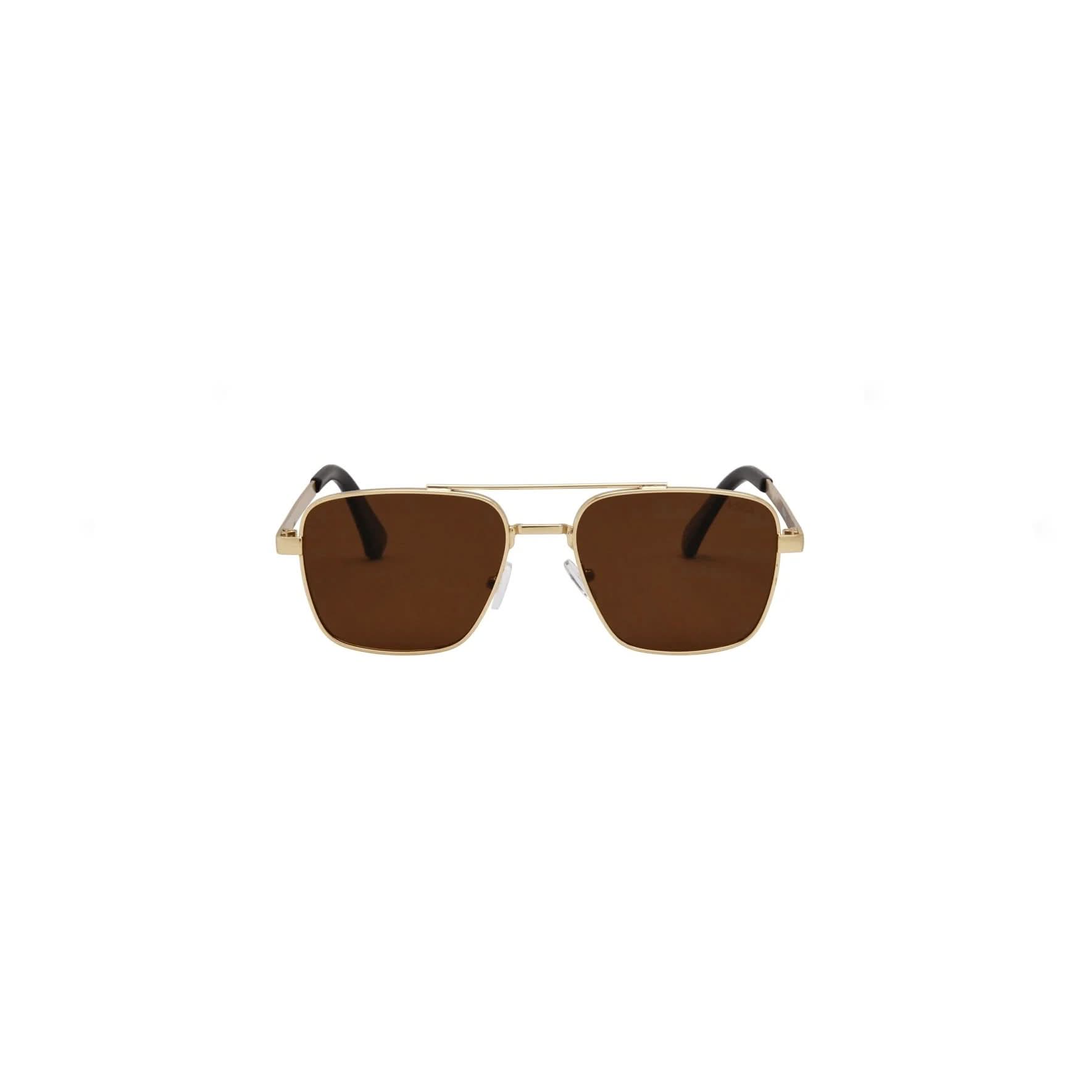 Gold framed aviator Sunglasses with brown Polarized lens