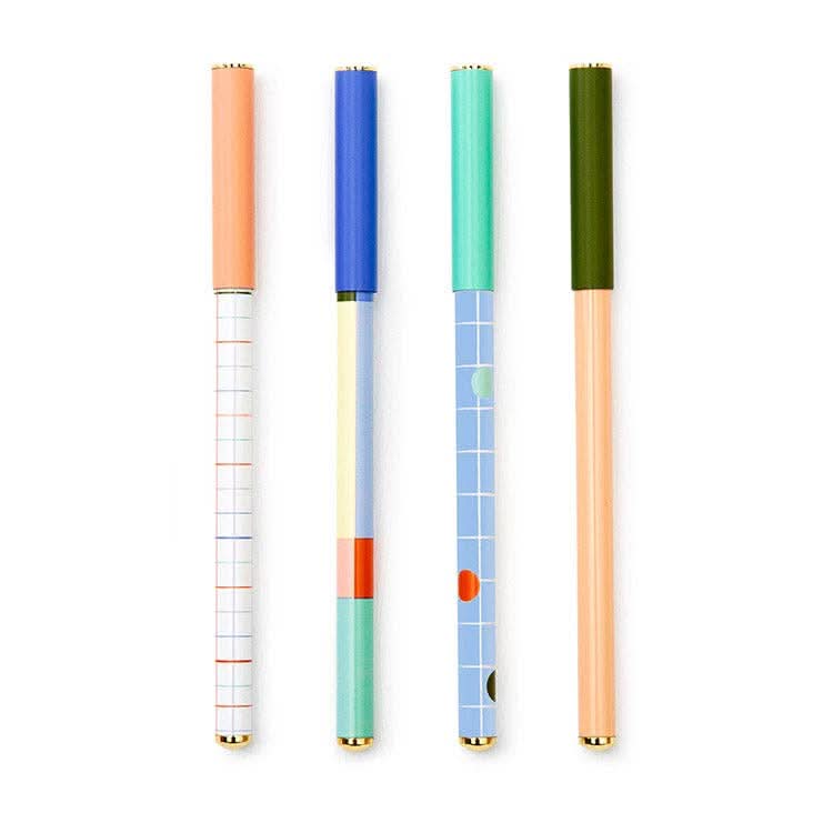 Four pens in various patterns 