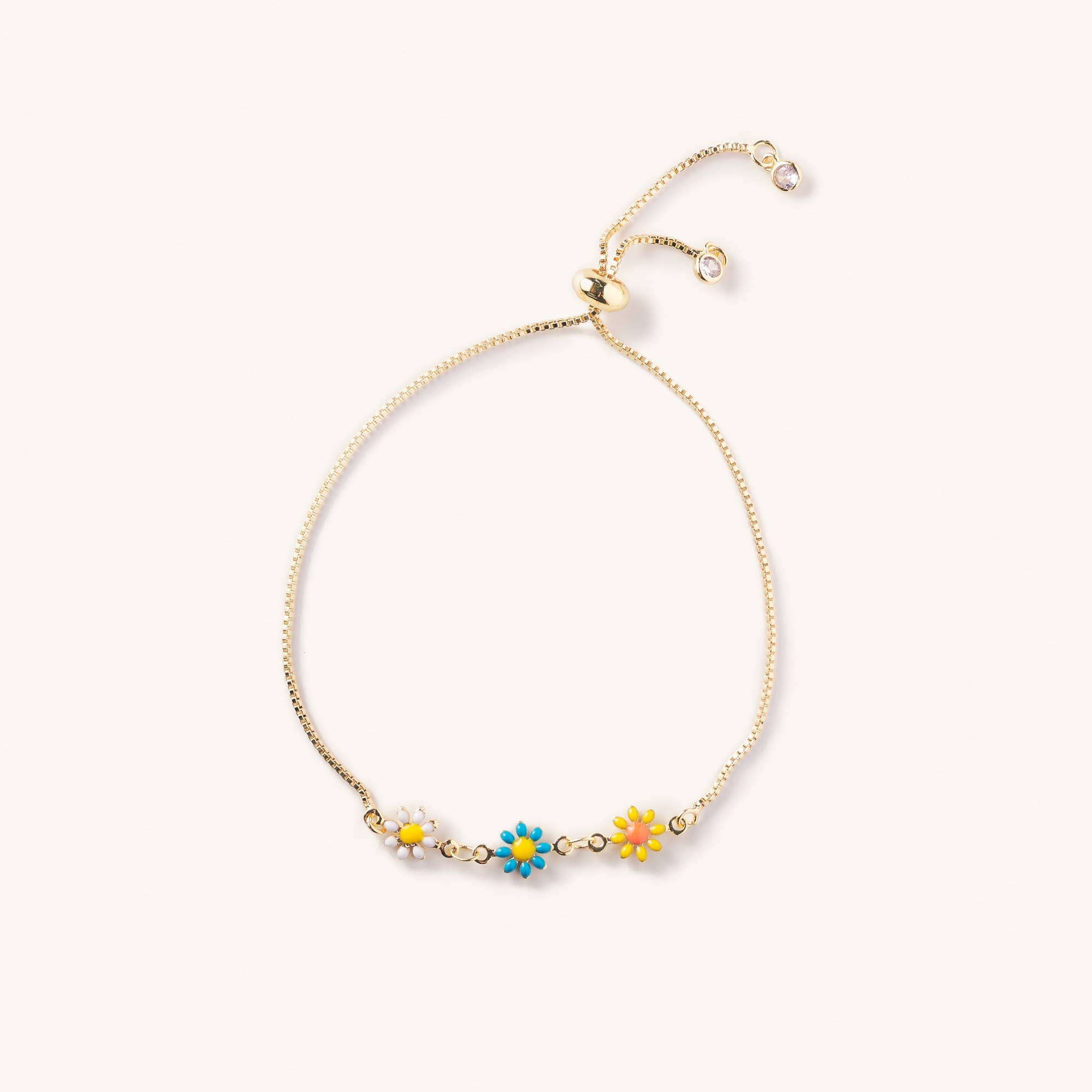 Daisy Gold Slider Bracelet in White - FORM + CONTENT