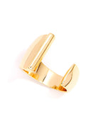 Gold adjustable letter ring on white background in letter I