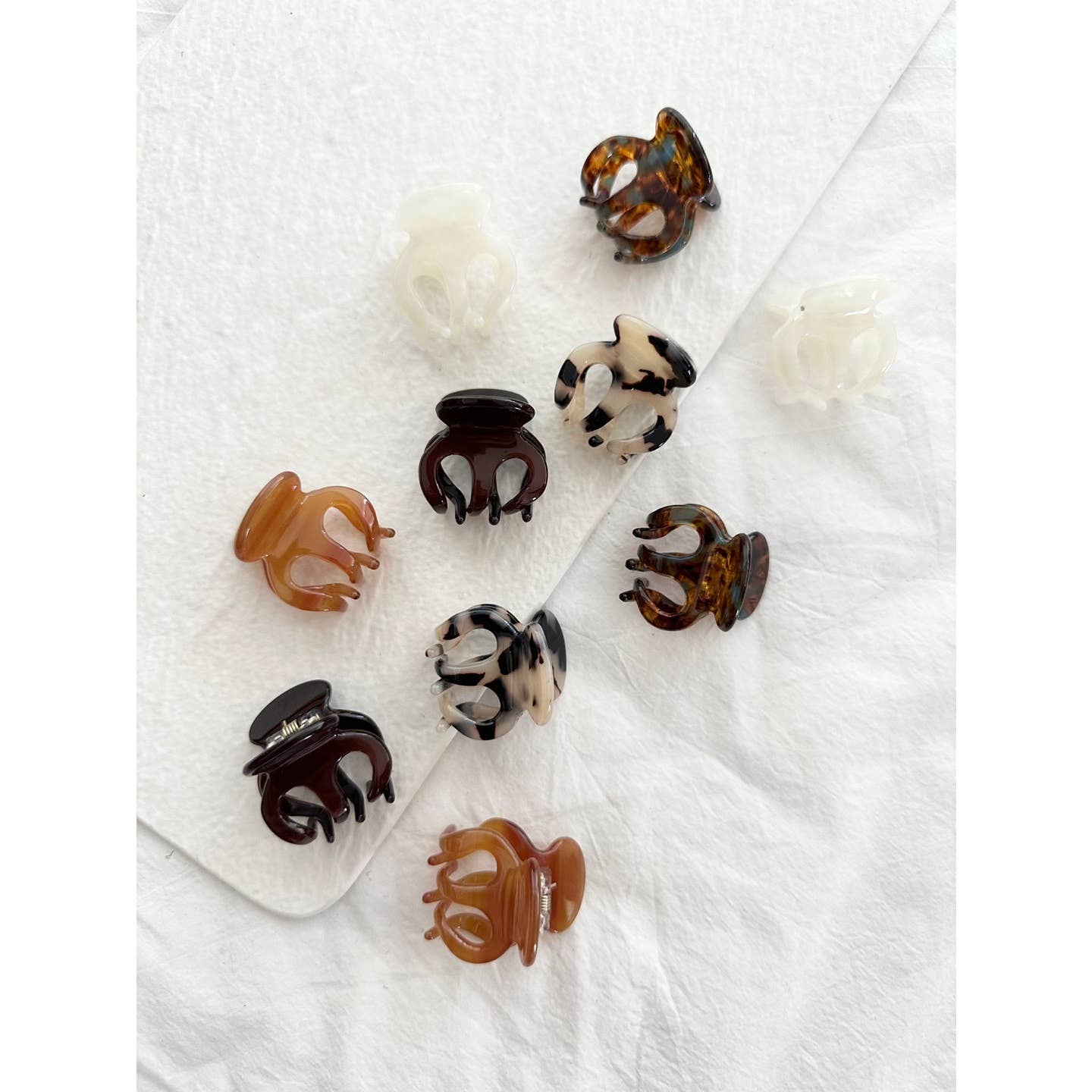 Ten assorted colored acetate octopus hair clips 