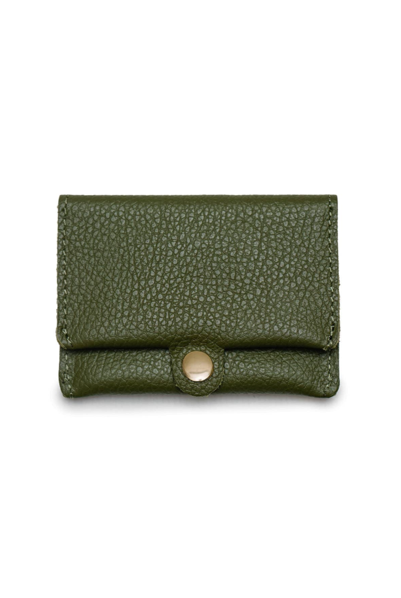 Erine Graine Leather Wallet Khaki Green
