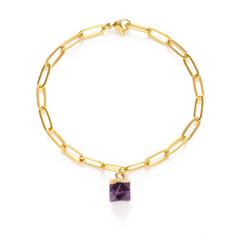 Gold Plated Manifesting Bracelet- Amethyst - FORM + CONTENT