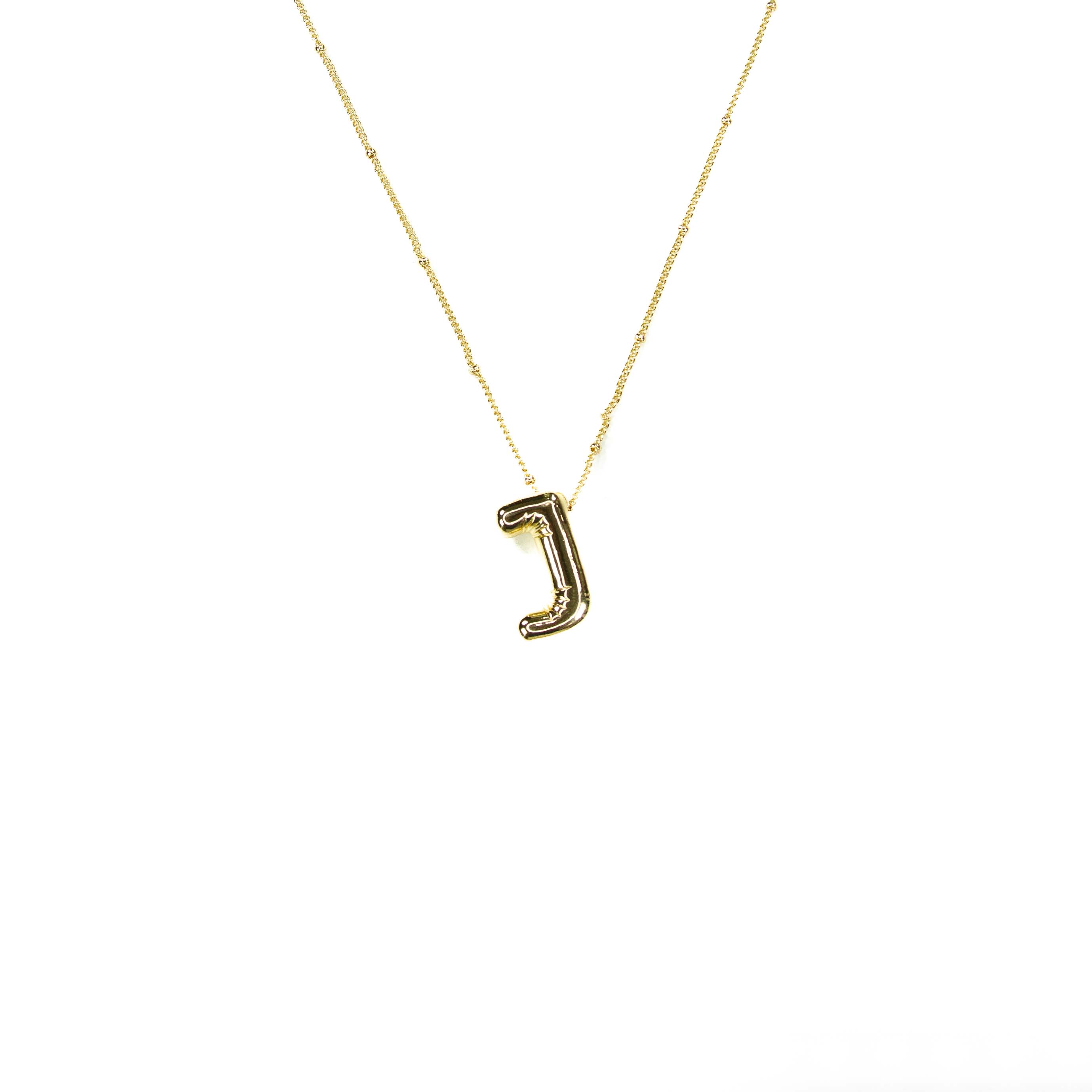 Initial Balloon Bubble 18K Gold Necklace: B / Gold Filled - FORM + CONTENT