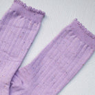 light purple lilac confetti dotted lettuce trim socks 