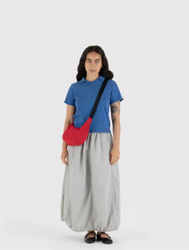 Red BAGGU Small Nylon Crescent Bag