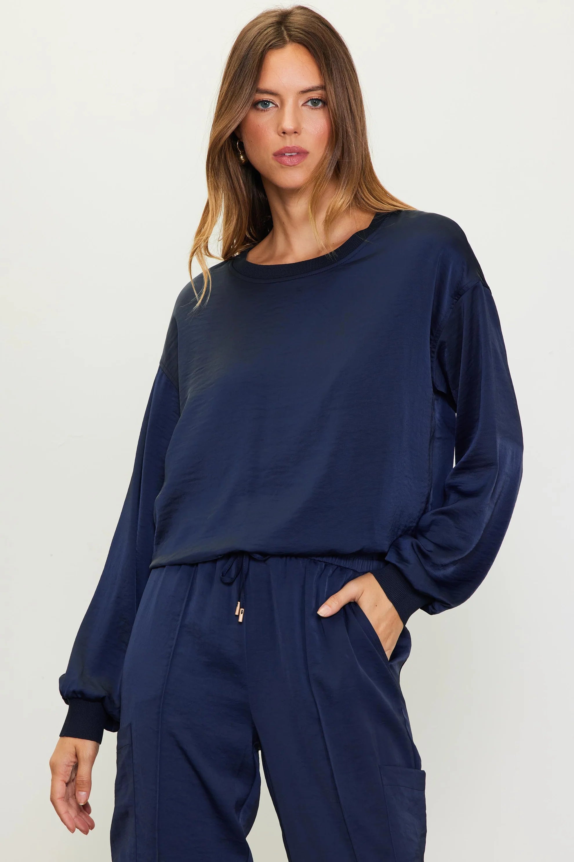 CURVY Long Sleeve Bubble Top Blouse - FORM + CONTENT