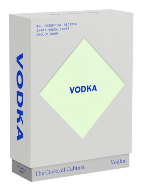 Vodka book with a glowing green page on a white background