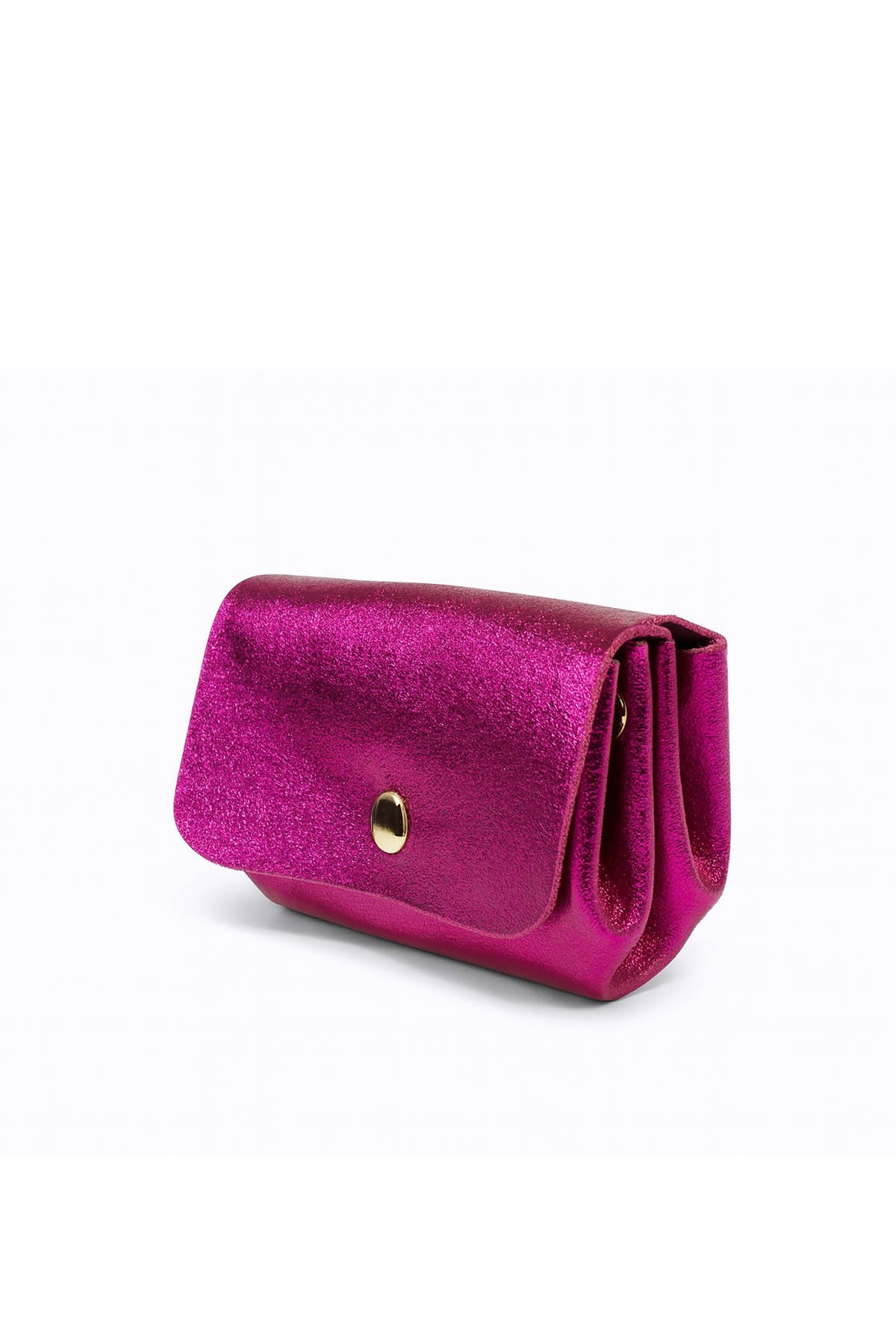 Pink handbag with a gold clasp on a white background