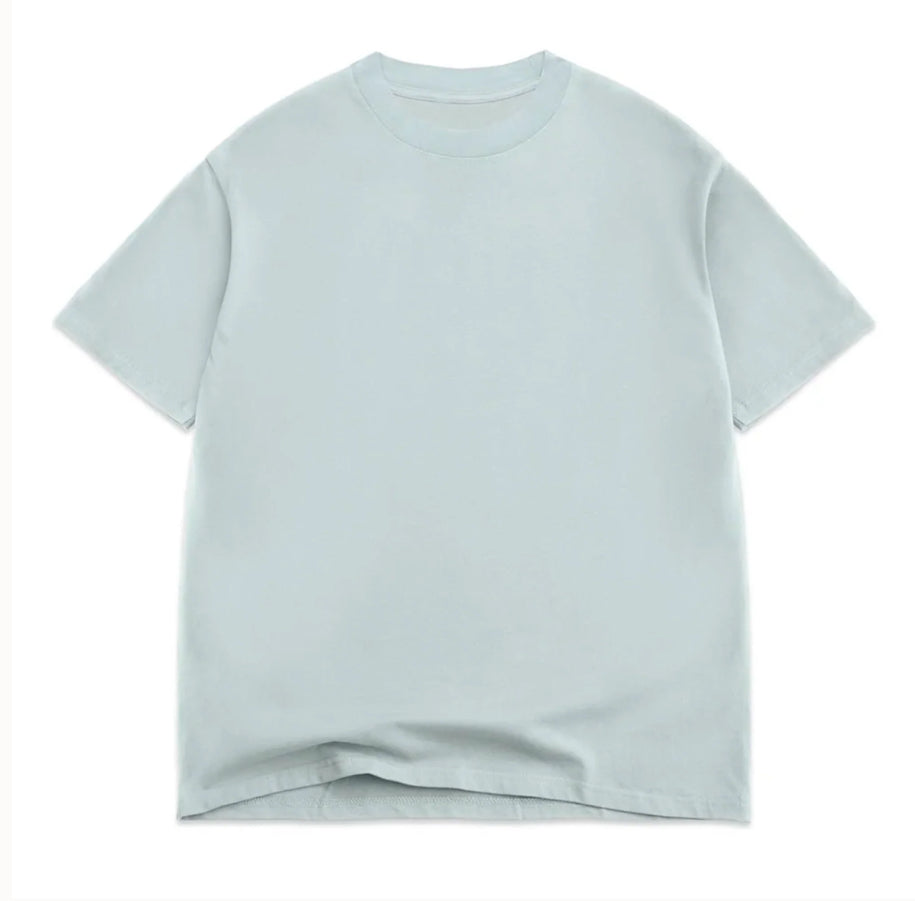 vintage, washed, blue, oversized, box, tee t-shirt on white background  