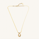 Gold pearl shell necklace with thin herringbone chain