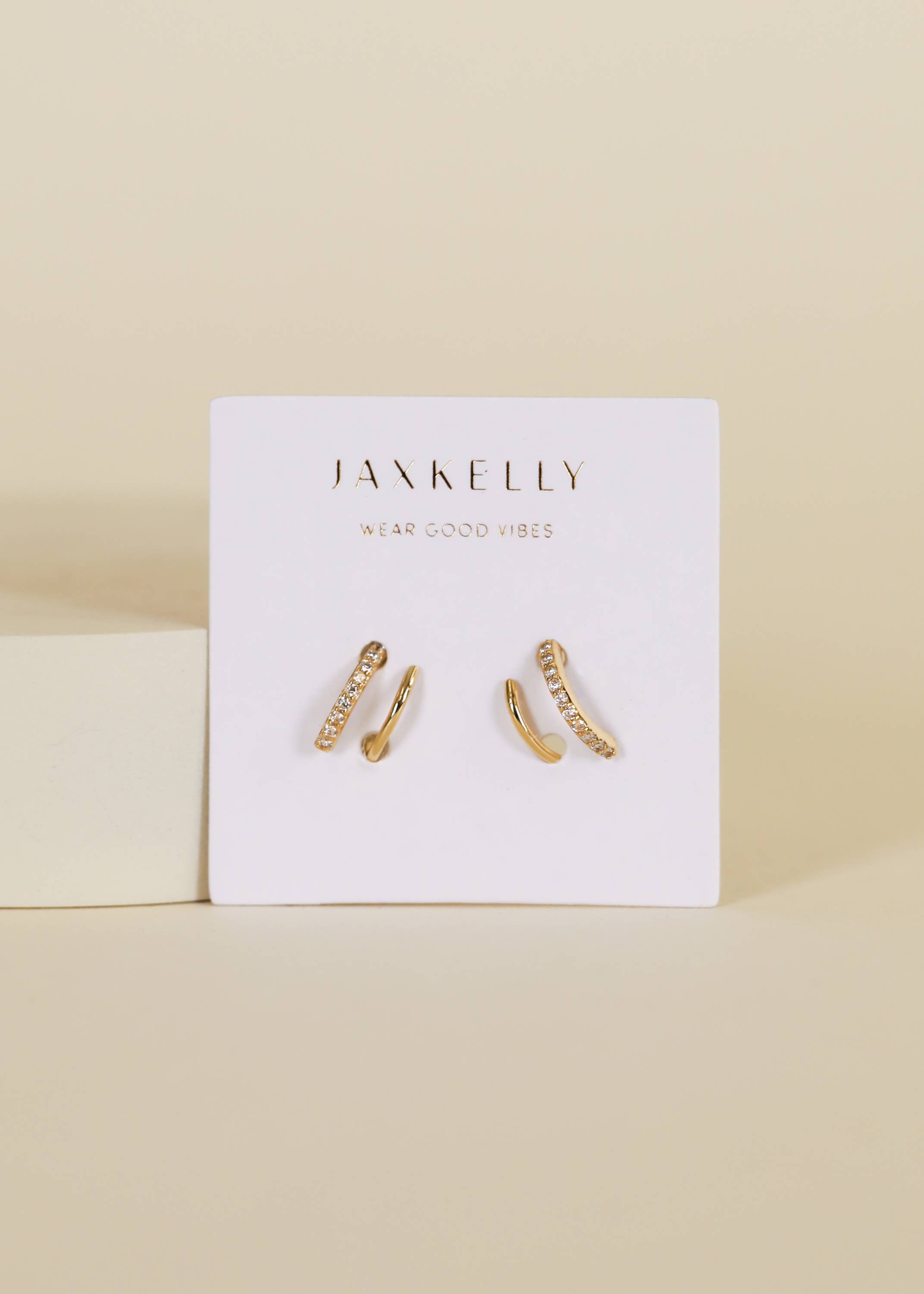 Gold pave spiral earrings from Jaxkelly 