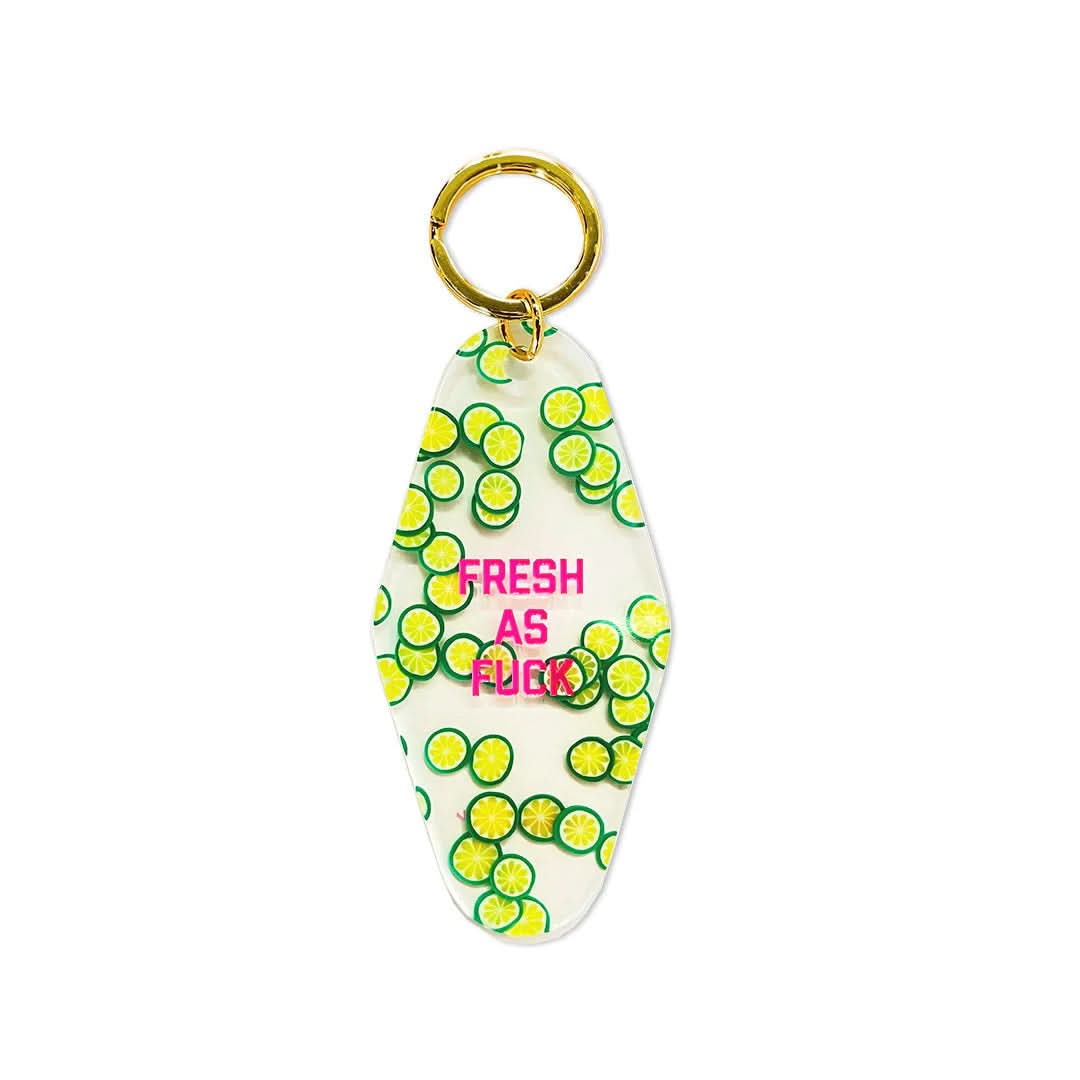 Cucumber design Fresh As Fuck motel keychain 