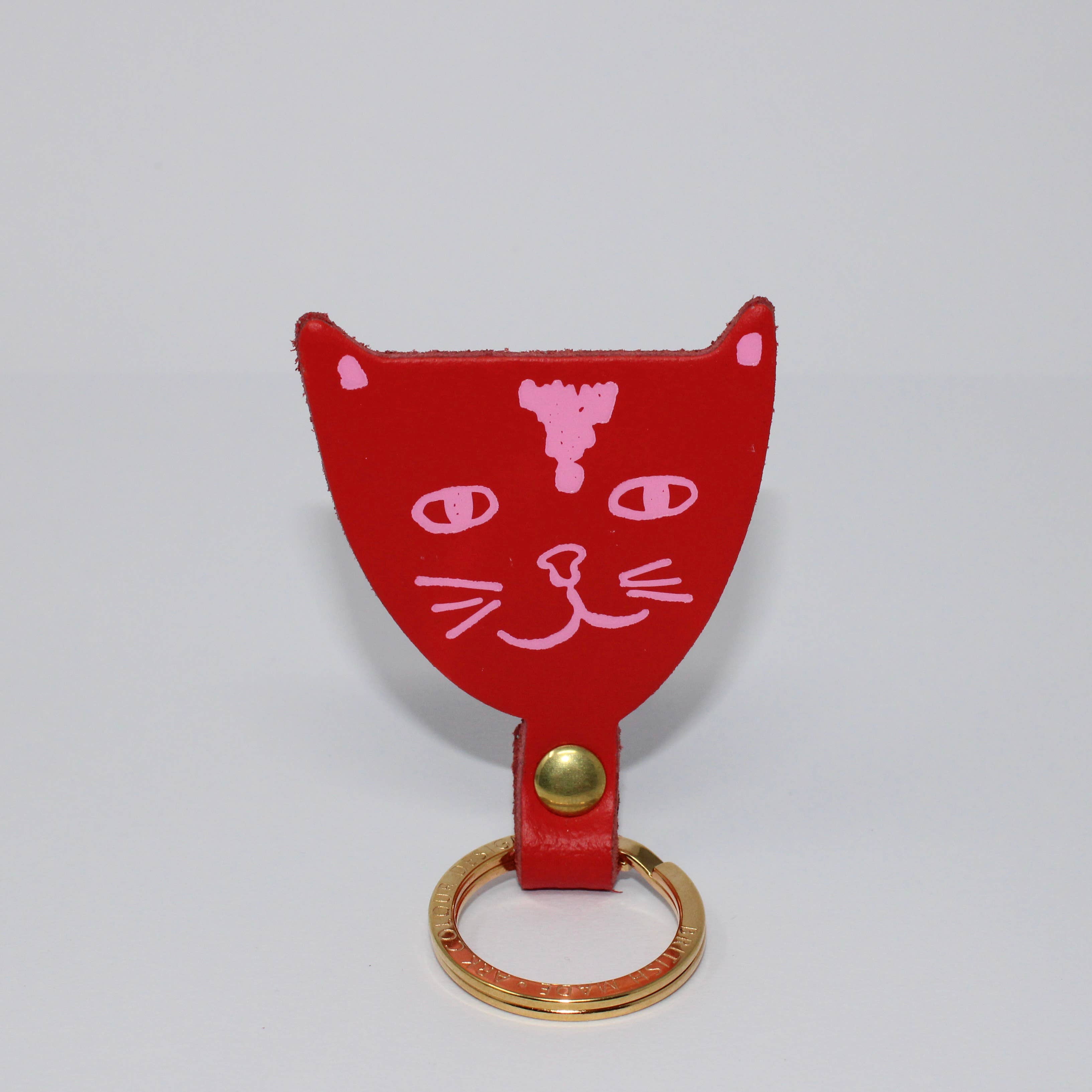 Leather Cat Keychain