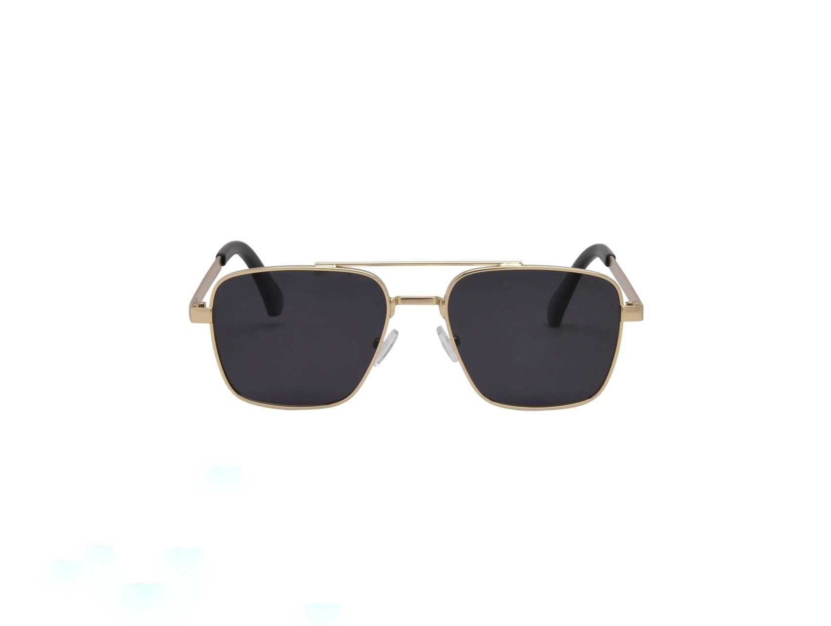 Gold metal framed aviator Sunglasses with Smokey Polarized lens