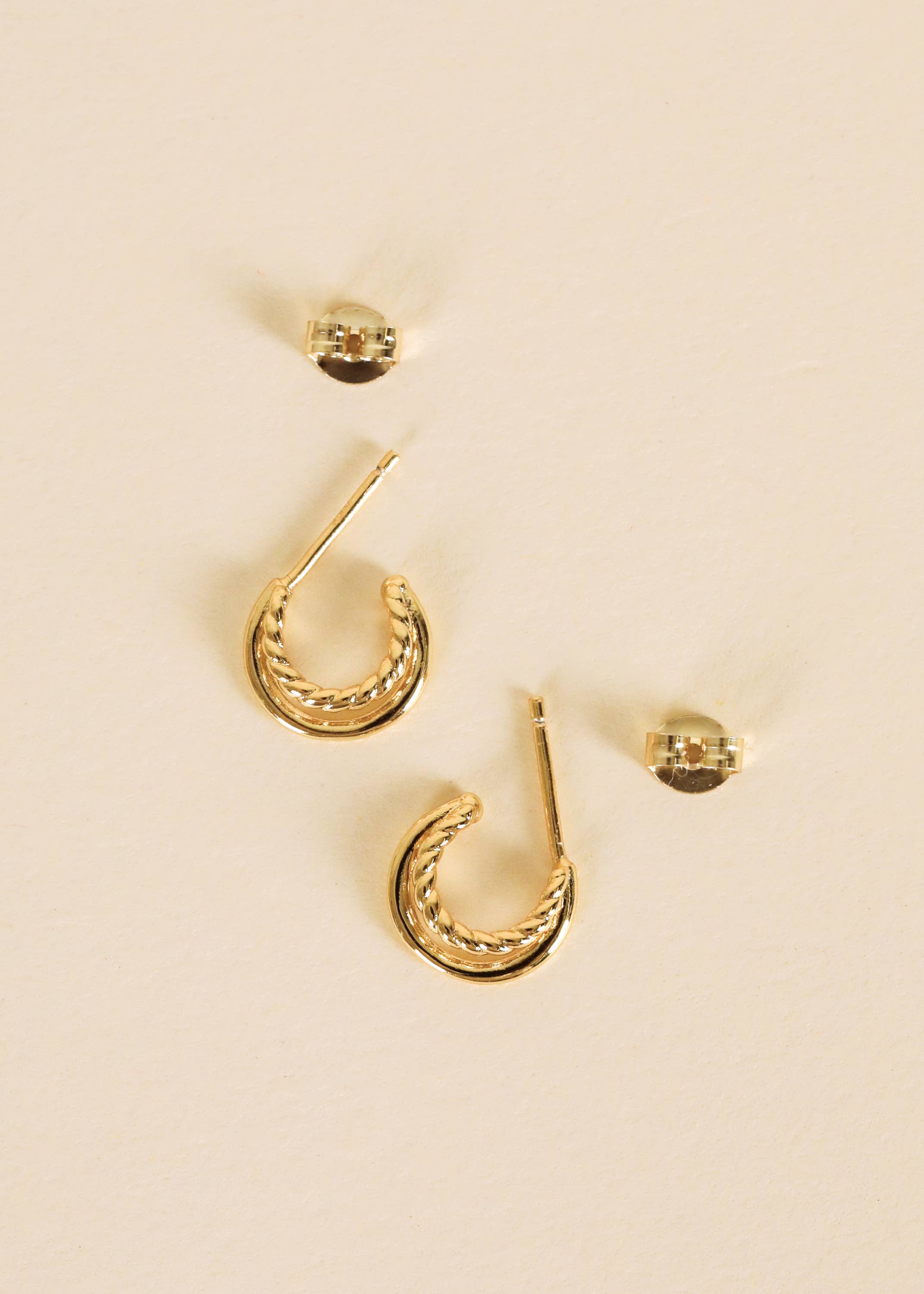 double hoop gold earring set