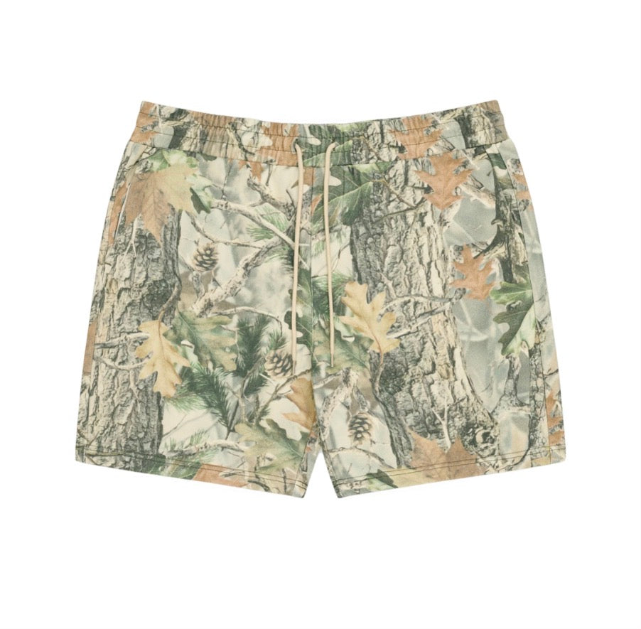Camouflage shorts on a white background