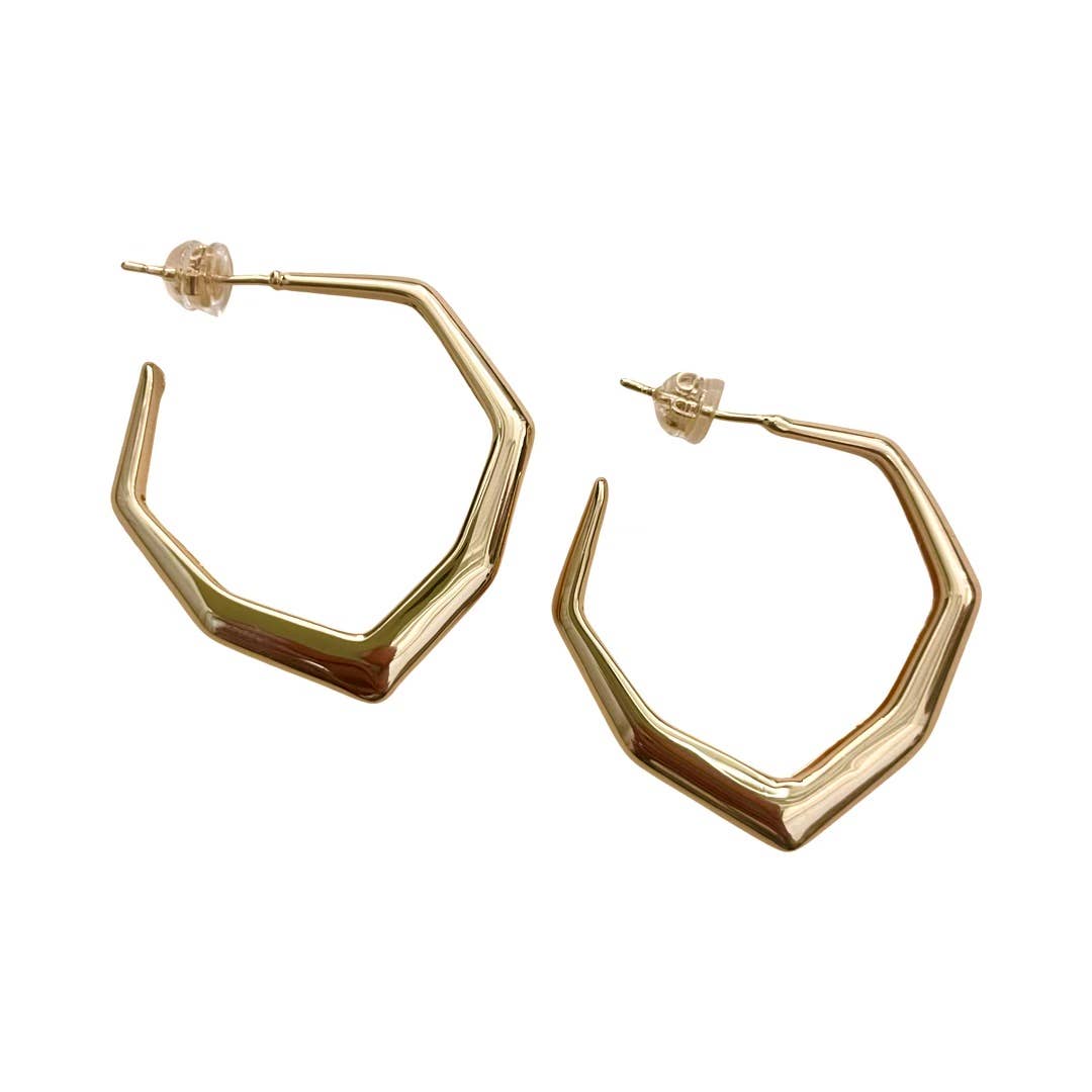 Nikki Smith - 14k Gold Wren Gold Hoop Earrings - FORM + CONTENT