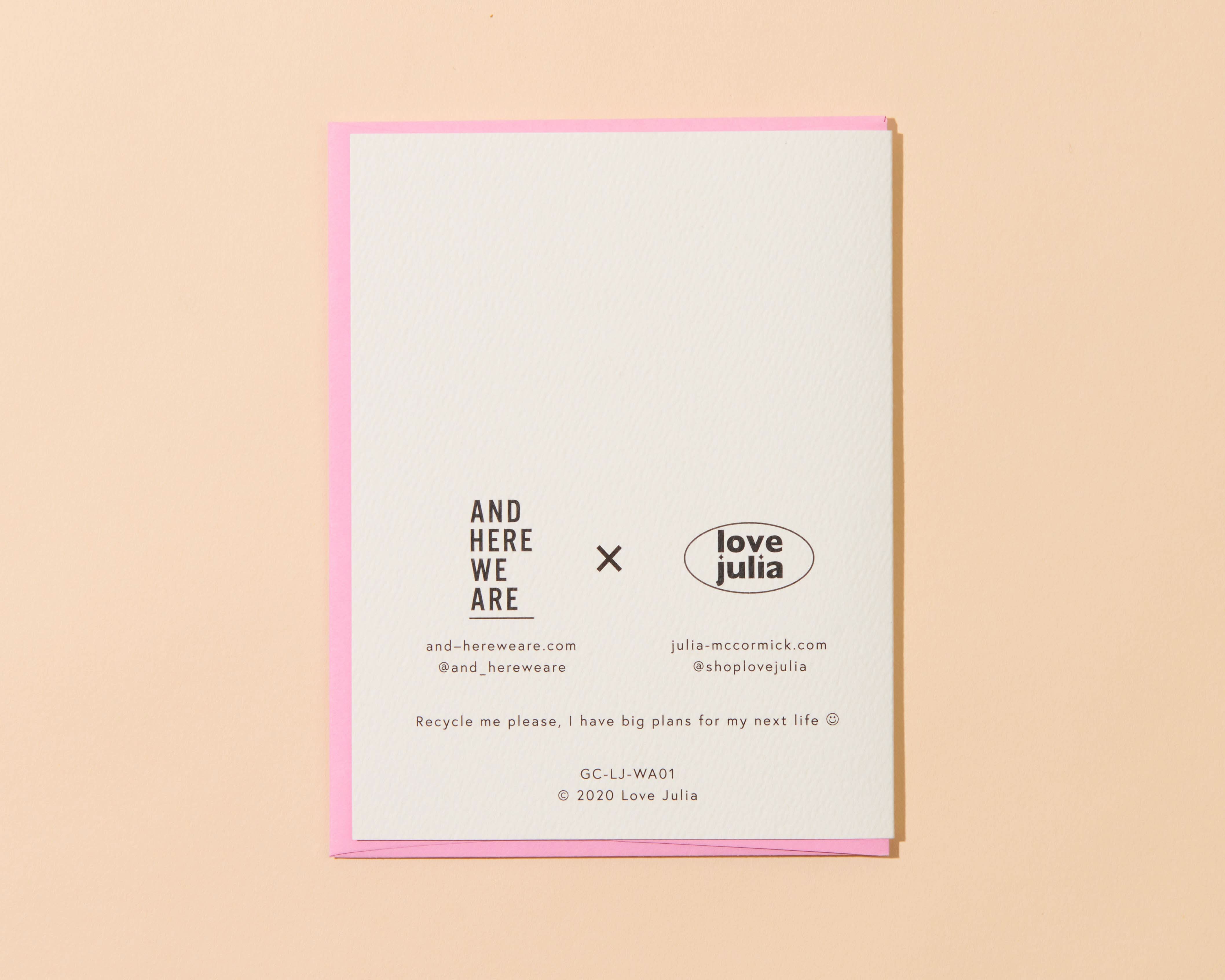 information on the back of thank you card