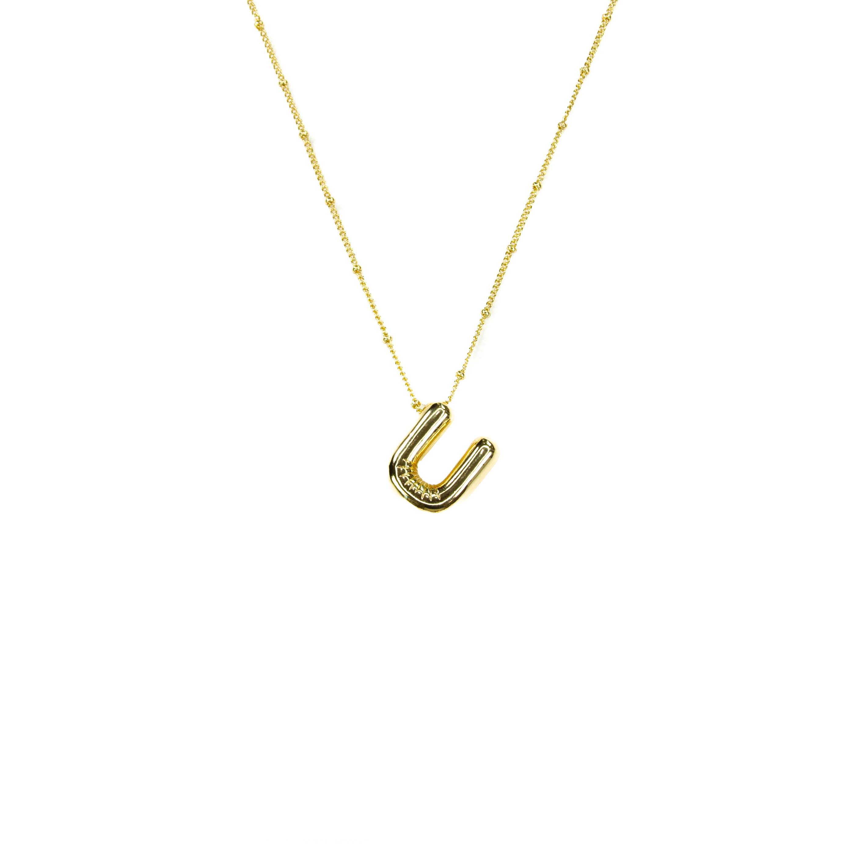 Initial Balloon Bubble 18K Gold Necklace: B / Gold Filled - FORM + CONTENT