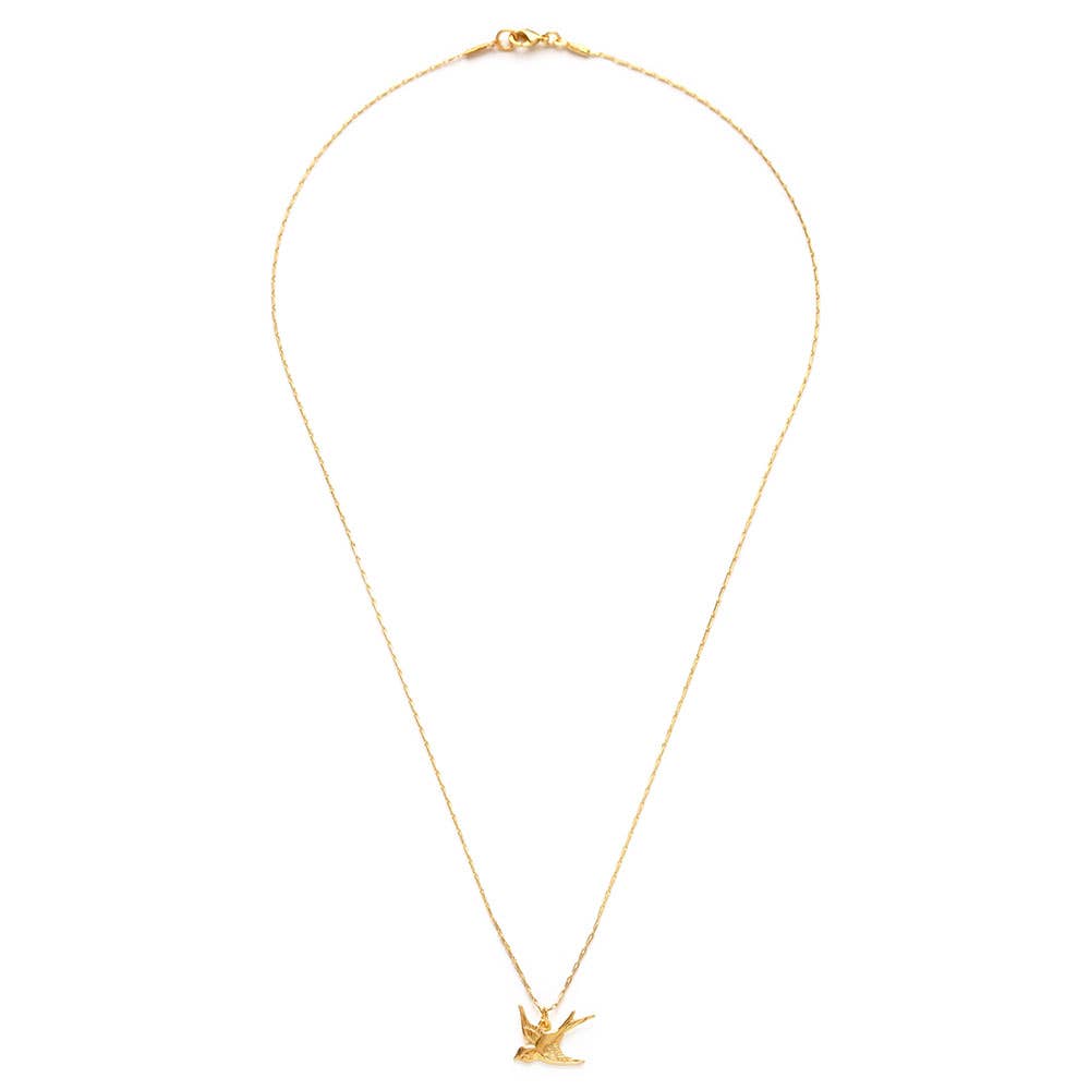 gold tiny swallow necklace 