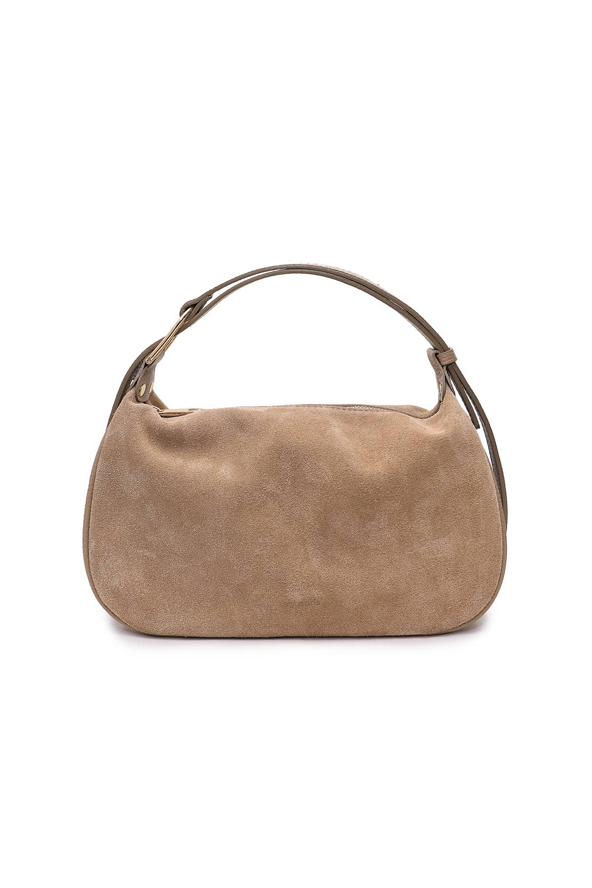 Split material suede and leather light tan handbag 