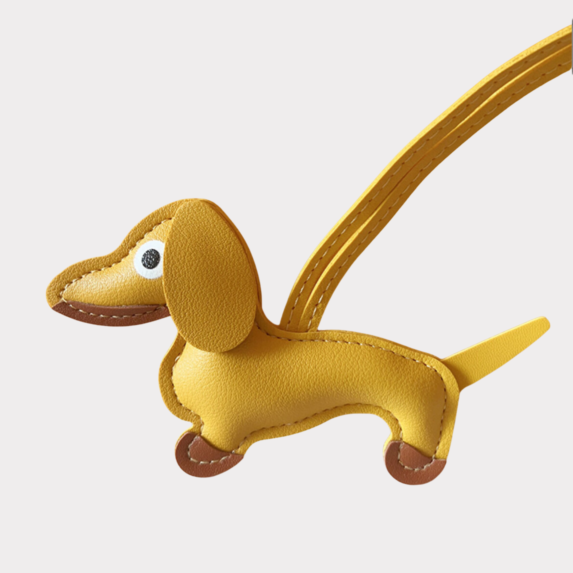 Dachshund Leather Bag Charm in yellow 