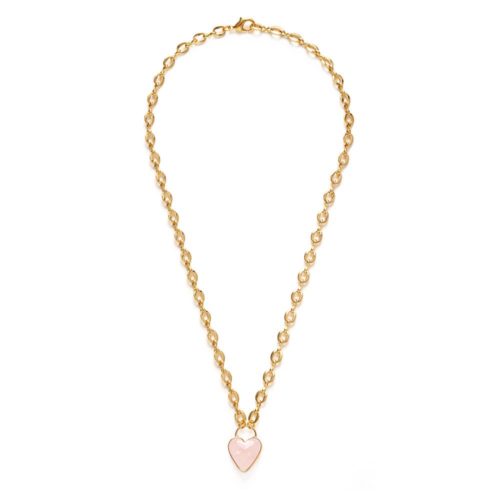 amano studio full Roma gold chain rose quartz heart necklace