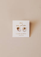 gold dip clear quartz stud earrings 