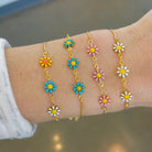 Daisy Gold Slider Bracelet in White - FORM + CONTENT