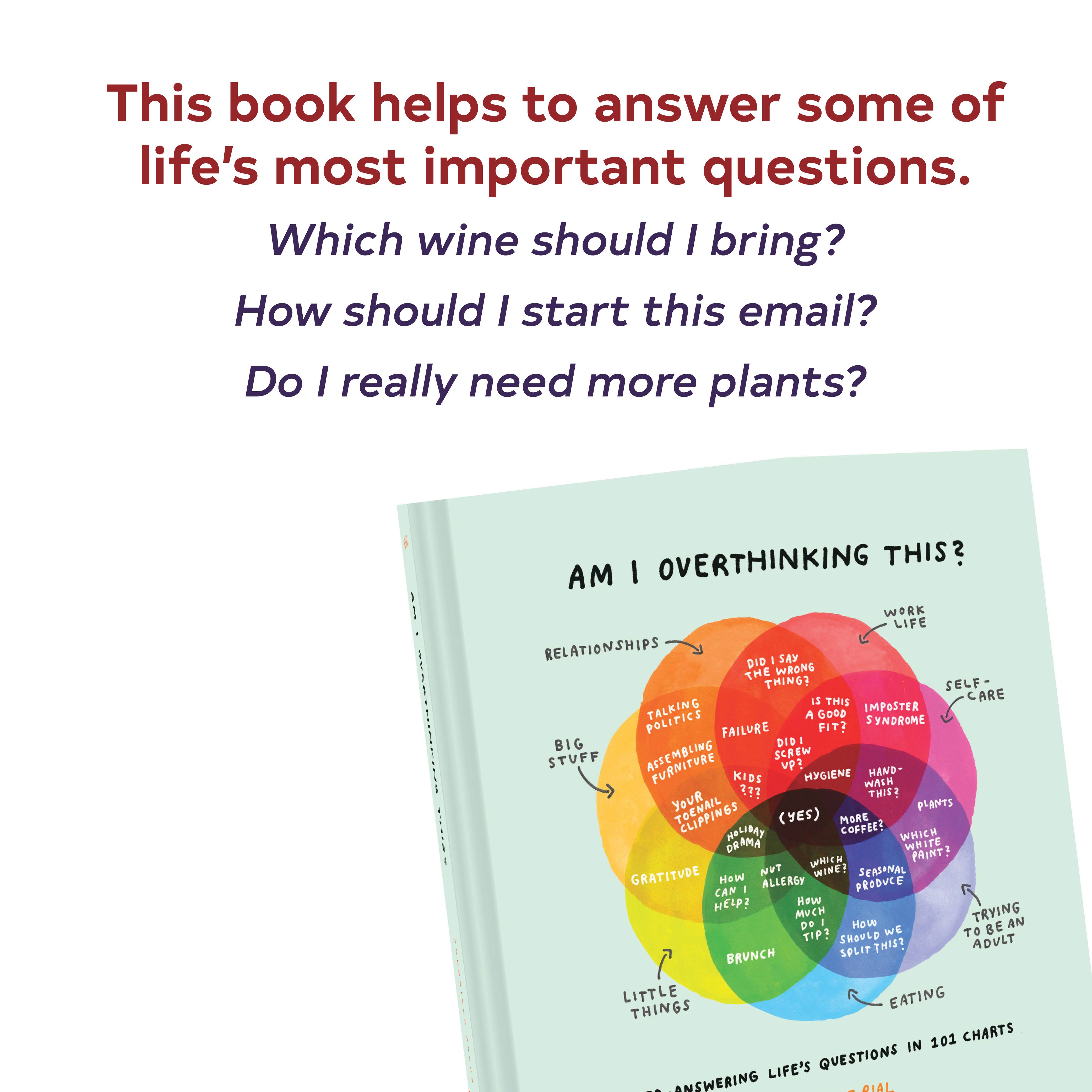 Book titled 'Am I Overthinking This?' with colorful diagram on a white background