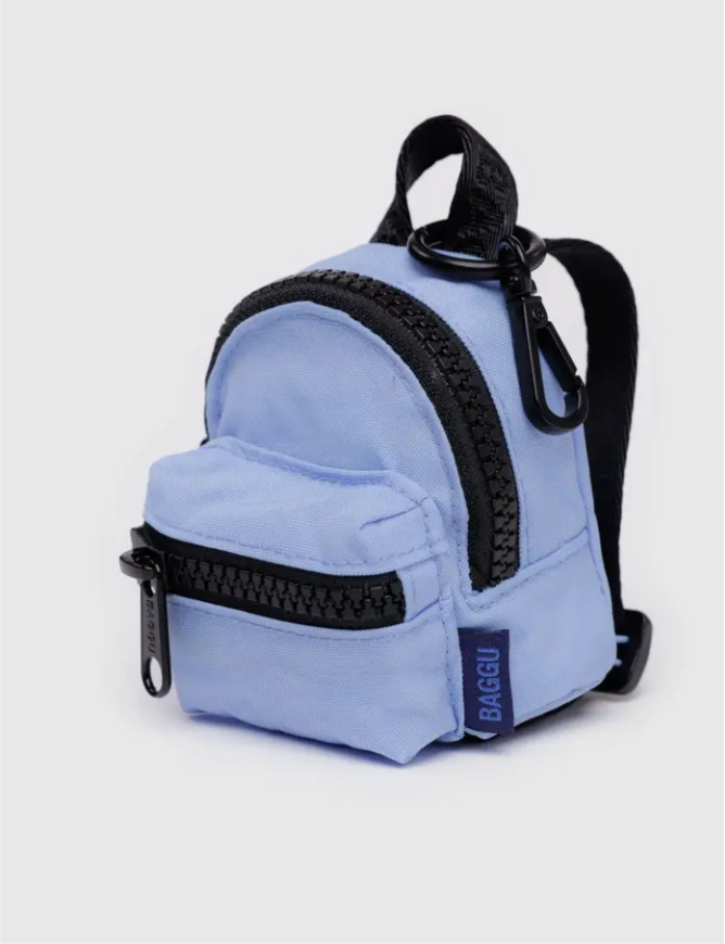 BAGGU Charm Mini backpack accessory in periwinkle 