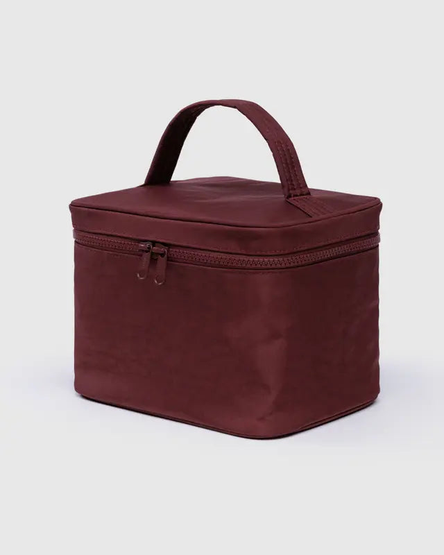 BAGGU Large Cosmetic Case Brown leather travel case with handle