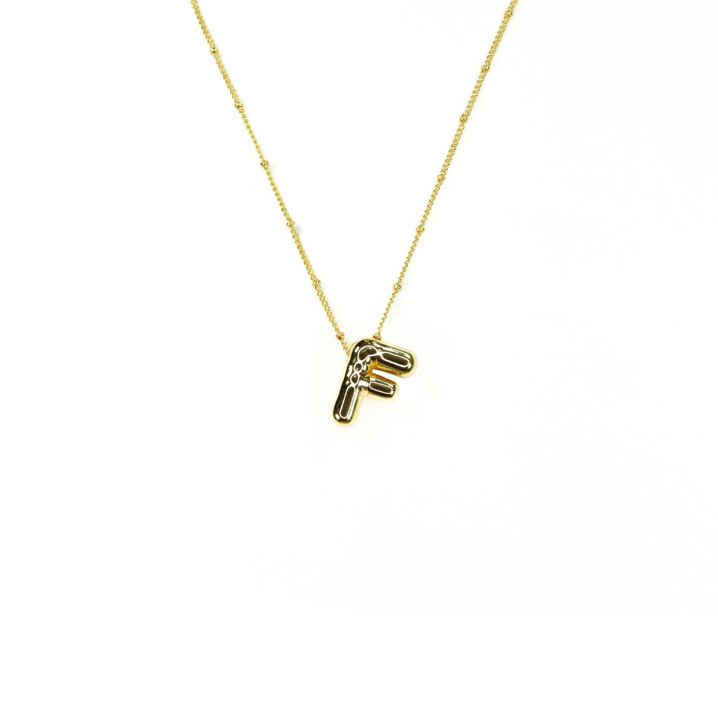 Initial Balloon Bubble 18K Gold Necklace: F / Gold Filled - FORM + CONTENT
