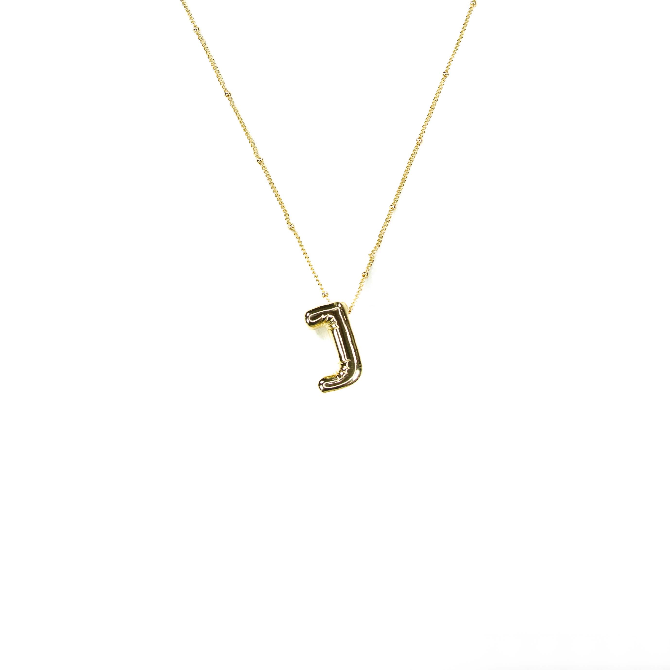 Initial Balloon Bubble 18K Gold Necklace: J / Gold Filled - FORM + CONTENT