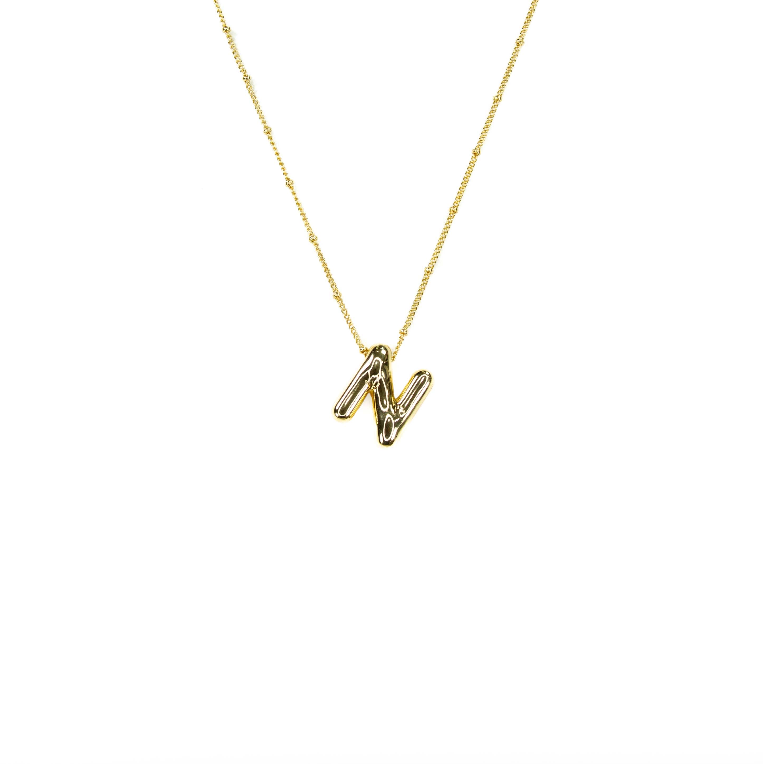 Initial Balloon Bubble 18K Gold Necklace: N Gold Filled - FORM + CONTENT