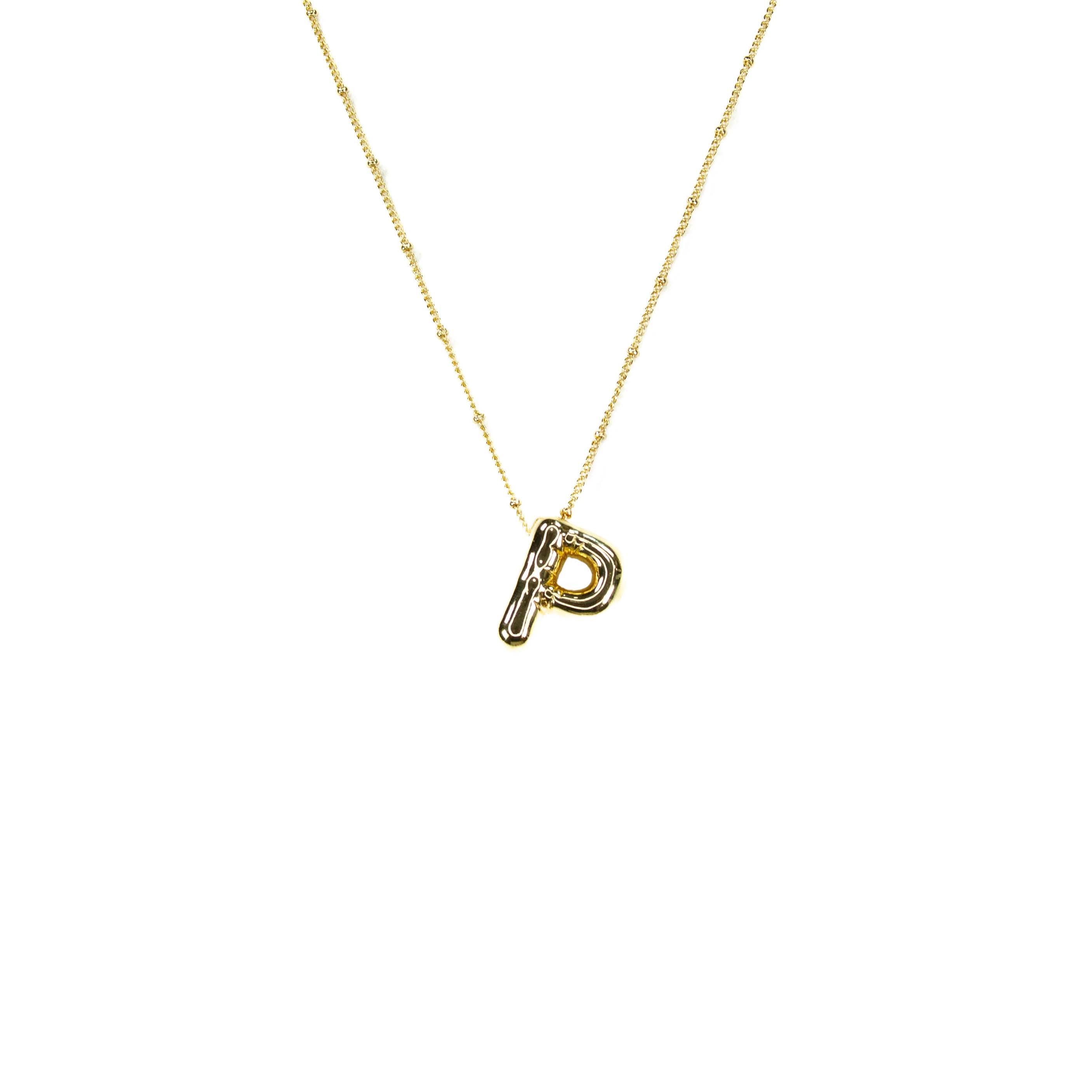 Initial Balloon Bubble 18K Gold Necklace: P / Gold Filled - FORM + CONTENT